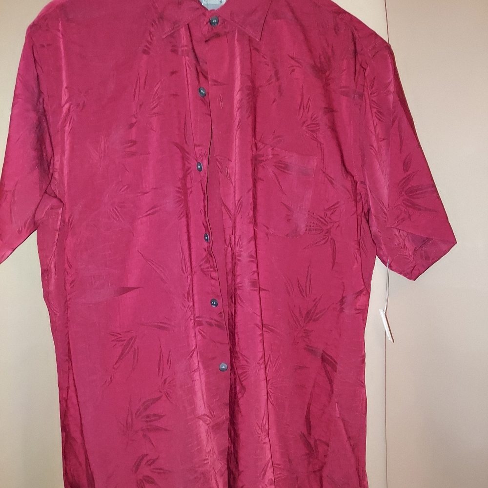 VAN HEUSEN Leaf pattern, Burgundy dress shirt
